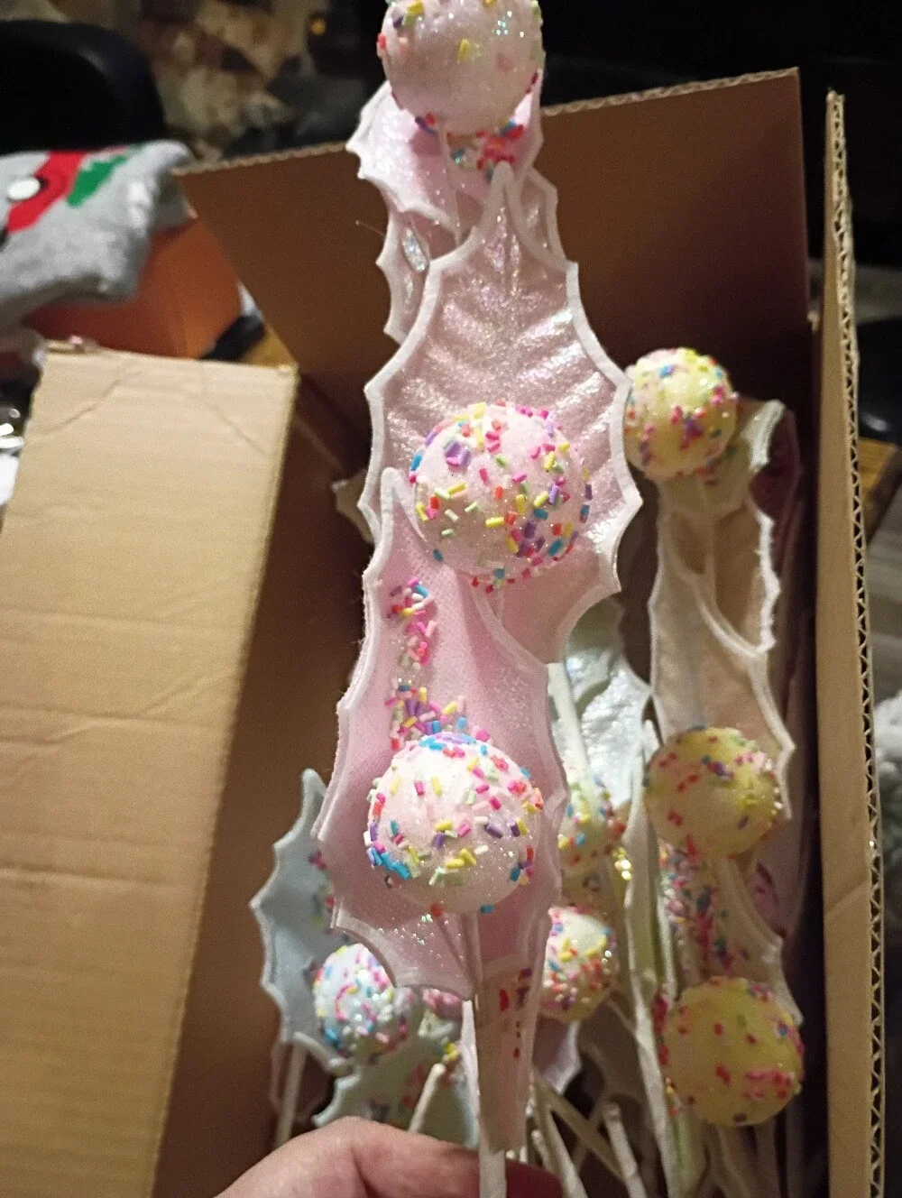 Christmas Party Sprinkle Ball Sprays - Pastel Multi Color Decorative Stems 12 Pc